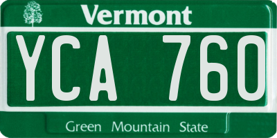 VT license plate YCA760