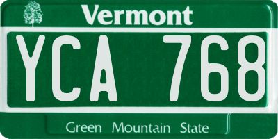 VT license plate YCA768