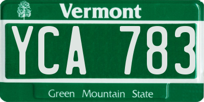 VT license plate YCA783