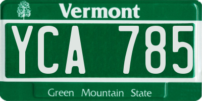 VT license plate YCA785