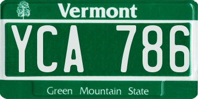 VT license plate YCA786