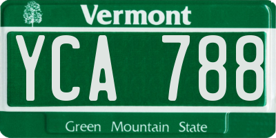 VT license plate YCA788