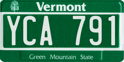 VT license plate YCA791