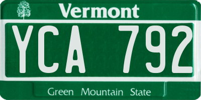 VT license plate YCA792
