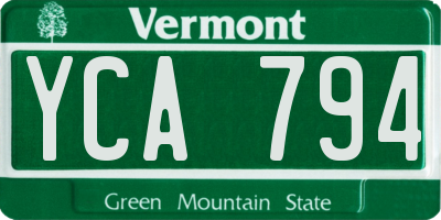 VT license plate YCA794