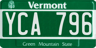 VT license plate YCA796