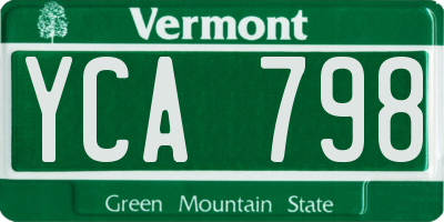 VT license plate YCA798