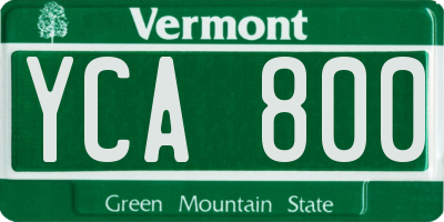 VT license plate YCA800