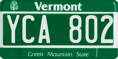 VT license plate YCA802