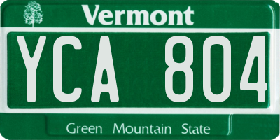 VT license plate YCA804