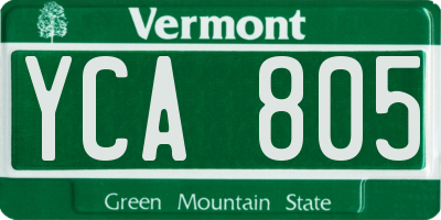 VT license plate YCA805