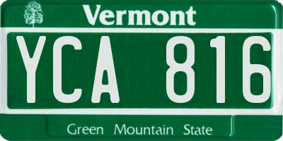 VT license plate YCA816