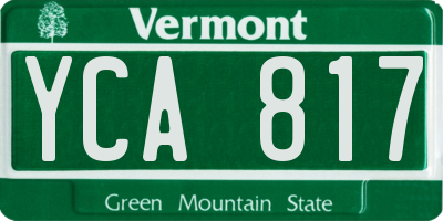 VT license plate YCA817