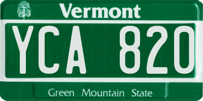 VT license plate YCA820