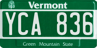 VT license plate YCA836
