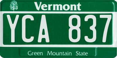 VT license plate YCA837