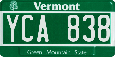 VT license plate YCA838
