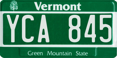VT license plate YCA845