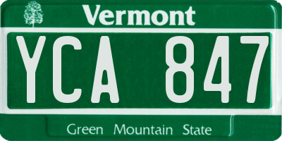VT license plate YCA847