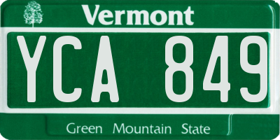 VT license plate YCA849