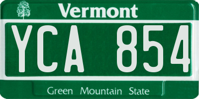 VT license plate YCA854