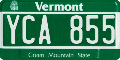 VT license plate YCA855
