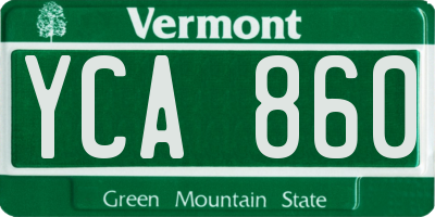 VT license plate YCA860