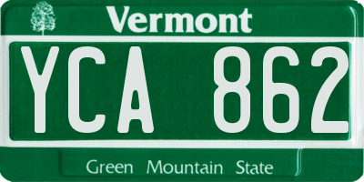 VT license plate YCA862