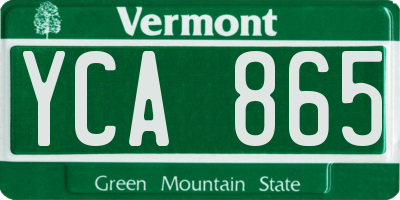 VT license plate YCA865