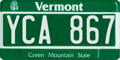 VT license plate YCA867