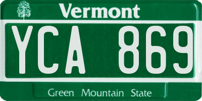 VT license plate YCA869