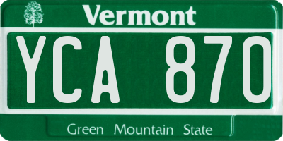 VT license plate YCA870