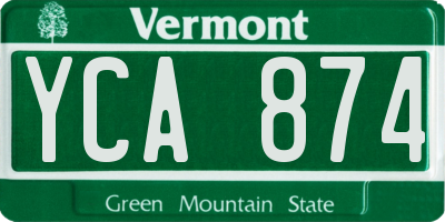 VT license plate YCA874
