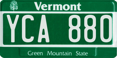 VT license plate YCA880