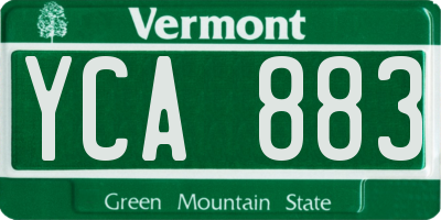 VT license plate YCA883