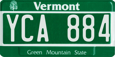 VT license plate YCA884