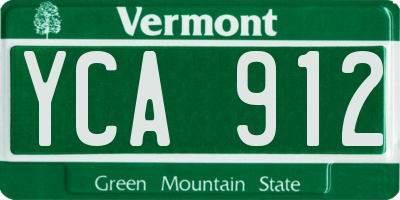 VT license plate YCA912
