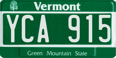 VT license plate YCA915