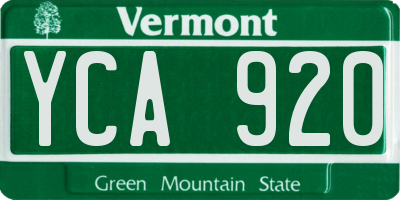VT license plate YCA920