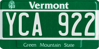 VT license plate YCA922