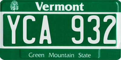 VT license plate YCA932