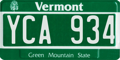 VT license plate YCA934