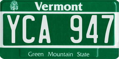 VT license plate YCA947