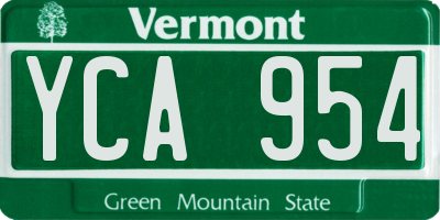 VT license plate YCA954