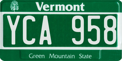 VT license plate YCA958