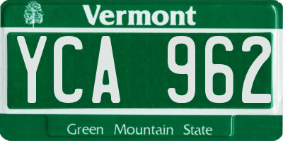 VT license plate YCA962