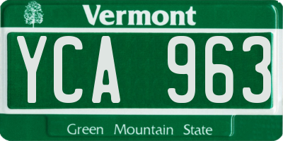 VT license plate YCA963