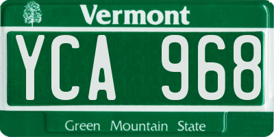 VT license plate YCA968