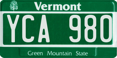 VT license plate YCA980