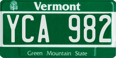 VT license plate YCA982
